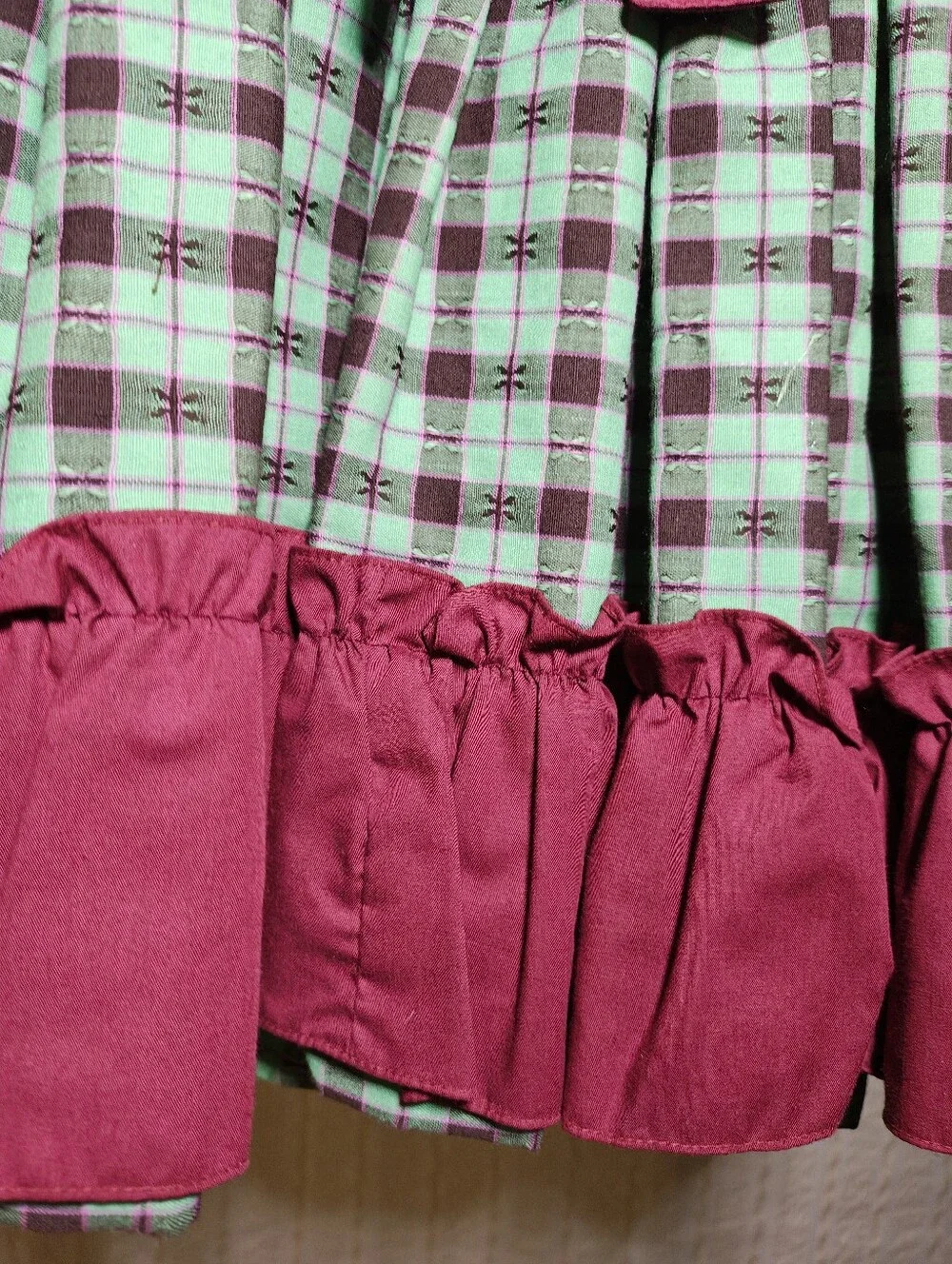 1970s Vintage Mary Louise Original Plaid Ruffle Dress Girls Size 6